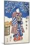 Japanese Actor in Kimono and Background Decorated with Apple Blossoms-Utagawa Toyokuni-Mounted Giclee Print