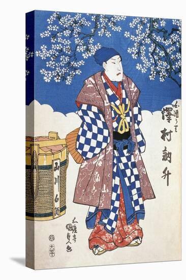 Japanese Actor in Kimono and Background Decorated with Apple Blossoms-Utagawa Toyokuni-Stretched Canvas