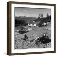 Japanese-American Family Working on their Farm after Returning from Internment Camps-null-Framed Photographic Print