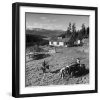 Japanese-American Family Working on their Farm after Returning from Internment Camps-null-Framed Photographic Print