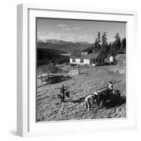 Japanese-American Family Working on their Farm after Returning from Internment Camps-null-Framed Photographic Print