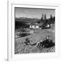 Japanese-American Family Working on their Farm after Returning from Internment Camps-null-Framed Photographic Print