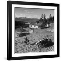 Japanese-American Family Working on their Farm after Returning from Internment Camps-null-Framed Photographic Print