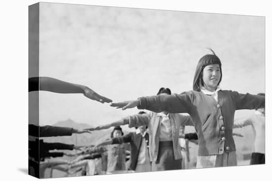 Japanese-American girls exercising at Manzanar, 1943-Ansel Adams-Stretched Canvas