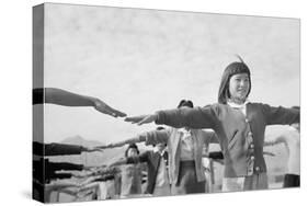 Japanese-American girls exercising at Manzanar, 1943-Ansel Adams-Stretched Canvas