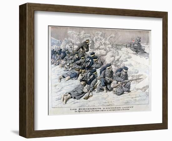 Japanese Attack on a Hospital Train Near Port Arthur, Manchuria, Russo-Japanese War, 1904-null-Framed Giclee Print