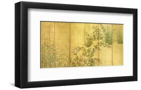 Japanese Autumn Grasses, Six-Fold Screen, Early Edo Period-null-Framed Premium Giclee Print