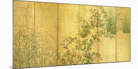 Japanese Autumn Grasses, Six-Fold Screen, Early Edo Period-null-Mounted Premium Giclee Print
