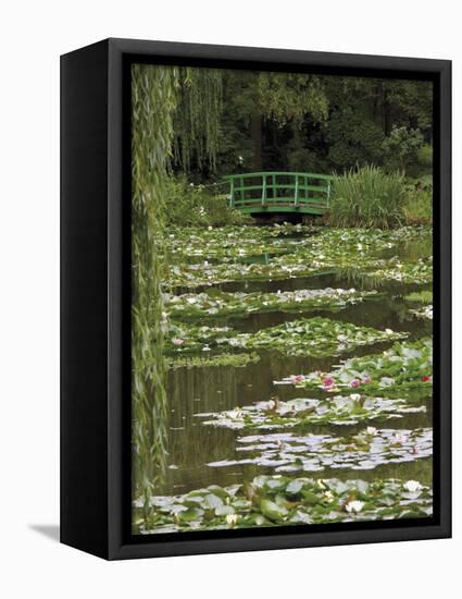 Japanese Bridge and Lily Pond in the Garden of the Impressionist Painter Claude Monet, Eure, France-David Hughes-Framed Stretched Canvas