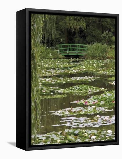 Japanese Bridge and Lily Pond in the Garden of the Impressionist Painter Claude Monet, Eure, France-David Hughes-Framed Stretched Canvas