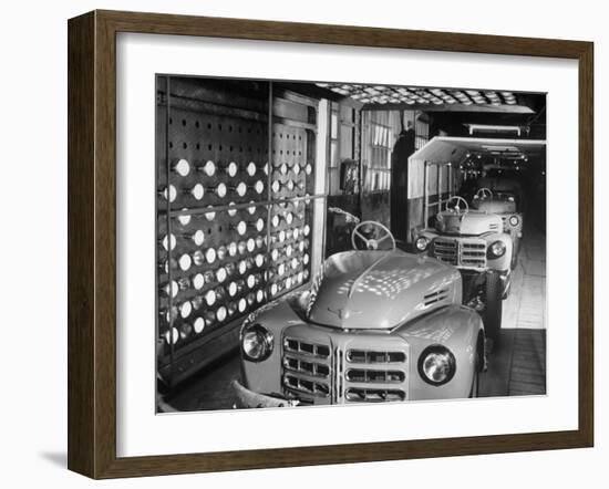 Japanese Cars on Assembly Line at Toyota Motors Plant-Margaret Bourke-White-Framed Photographic Print