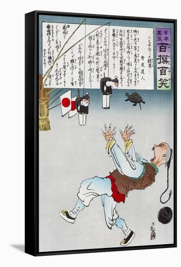 Japanese Cartoon, C. 1895-Kobayashi Kiyochika-Framed Stretched Canvas