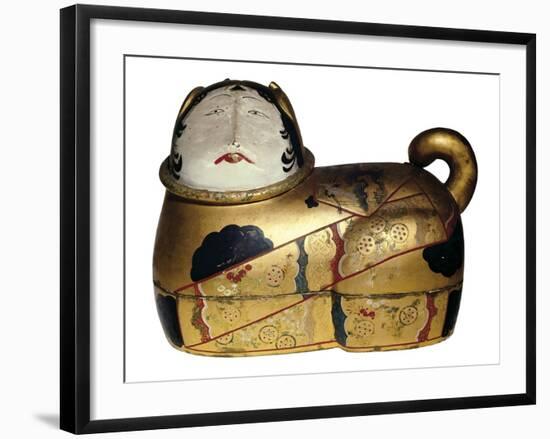 Japanese Cat Shaped Container for Newborn's Clothing and Talisman Against Evil Spirits-null-Framed Photo