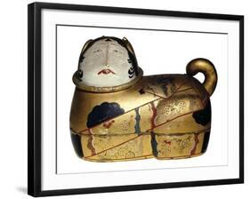 Japanese Cat Shaped Container for Newborn's Clothing and Talisman Against Evil Spirits-null-Framed Photo