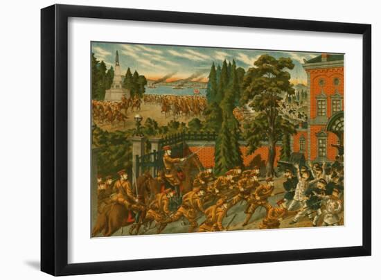 Japanese Cavalry Attacks Red Army at Khabarovsk-null-Framed Art Print