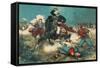 Japanese Cavalry Engages Boxers at Walled City-null-Framed Stretched Canvas