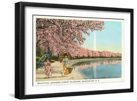 Japanese Children, Cherry Blossoms, Washington D.C.-null-Framed Art Print