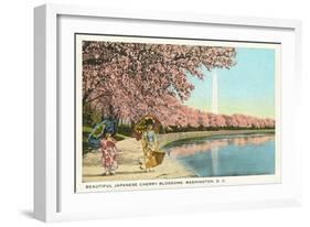 Japanese Children, Cherry Blossoms, Washington D.C.-null-Framed Art Print