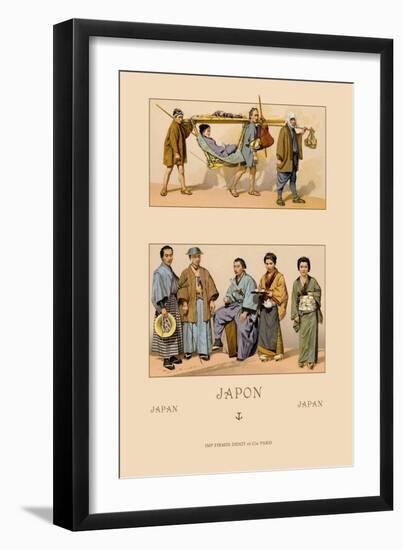 Japanese Civil Costumes and Transportation-Racinet-Framed Art Print