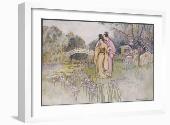 Japanese Couple in a Garden-Warwick Goble-Framed Art Print