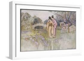 Japanese Couple in a Garden-Warwick Goble-Framed Art Print
