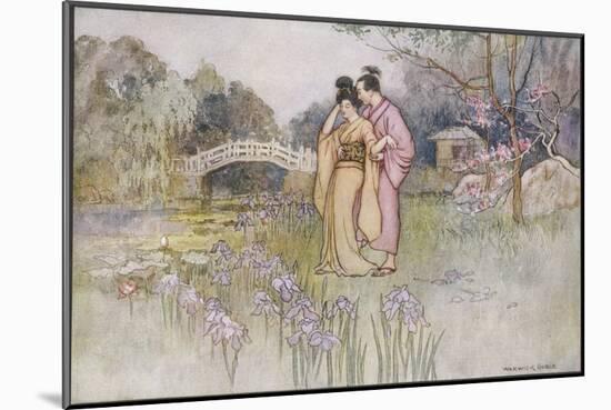 Japanese Couple in a Garden-Warwick Goble-Mounted Art Print