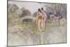 Japanese Couple in a Garden-Warwick Goble-Mounted Premium Giclee Print