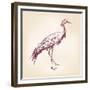 Japanese Crane Hand Drawn Vector Llustration Realistic Sketch-VladisChern-Framed Premium Giclee Print