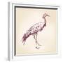 Japanese Crane Hand Drawn Vector Llustration Realistic Sketch-VladisChern-Framed Premium Giclee Print