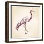 Japanese Crane Hand Drawn Vector Llustration Realistic Sketch-VladisChern-Framed Art Print