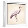 Japanese Crane Hand Drawn Vector Llustration Realistic Sketch-VladisChern-Framed Art Print