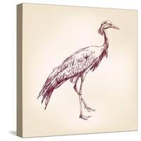 Japanese Crane Hand Drawn Vector Llustration Realistic Sketch-VladisChern-Stretched Canvas