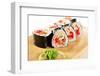 Japanese Cuisine - Sushi Roll with Salmon, Shrimps, Eel and Tobiko Inside. Nori Outside-svry-Framed Photographic Print