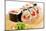 Japanese Cuisine - Sushi Roll with Salmon, Shrimps, Eel and Tobiko Inside. Nori Outside-svry-Mounted Photographic Print