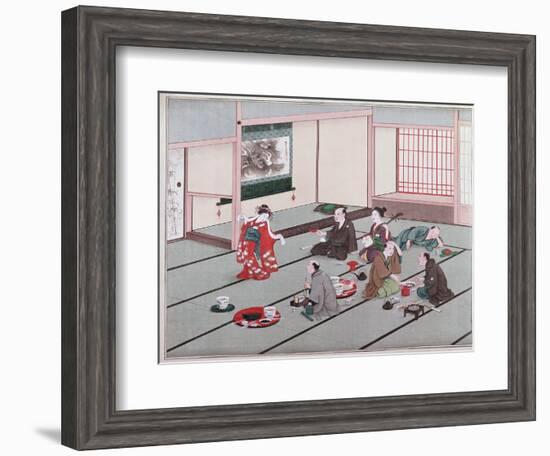 Japanese Eating, Drinking and Being Entertained in Teahouse-Japanese School-Framed Giclee Print