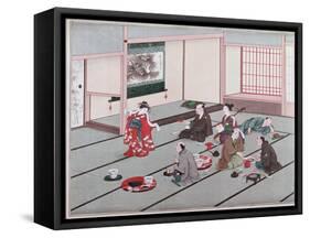 Japanese Eating, Drinking and Being Entertained in Teahouse-Japanese School-Framed Stretched Canvas