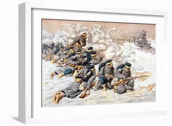 Japanese Firing on Russian Red Cross Train, Russo-Japanese War, 1904-null-Framed Giclee Print