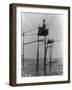 Japanese Fisherman in Bamboo Tower Photograph - Kamakura, Japan-Lantern Press-Framed Art Print