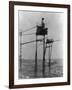 Japanese Fisherman in Bamboo Tower Photograph - Kamakura, Japan-Lantern Press-Framed Art Print