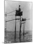 Japanese Fisherman in Bamboo Tower Photograph - Kamakura, Japan-Lantern Press-Mounted Art Print