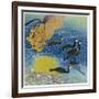 Japanese Fishing with Beacons to Attract the Fish and Cormorants to Catch Them-null-Framed Art Print