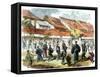 Japanese Game of Battledore and Shuttlecock in the Streets of Yokohama, 1865-null-Framed Stretched Canvas