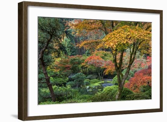 Japanese Gardens in autumn in Portland, Oregon, USA-Chuck Haney-Framed Photographic Print