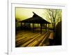 Japanese Gazebo on Deck overlooking Water and Hills-Jan Lakey-Framed Photographic Print