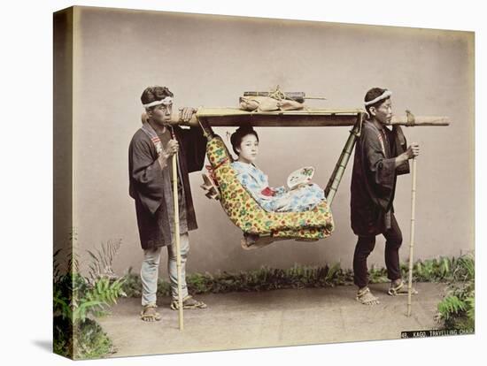 Japanese Geisha Being Carried in a Litter-Kusakabe Kimbei-Stretched Canvas