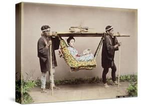 Japanese Geisha Being Carried in a Litter-Kusakabe Kimbei-Stretched Canvas