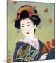 Japanese Geisha in Fall Leaves-null-Mounted Giclee Print