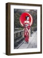 Japanese Geisha in Kyoto-null-Framed Art Print