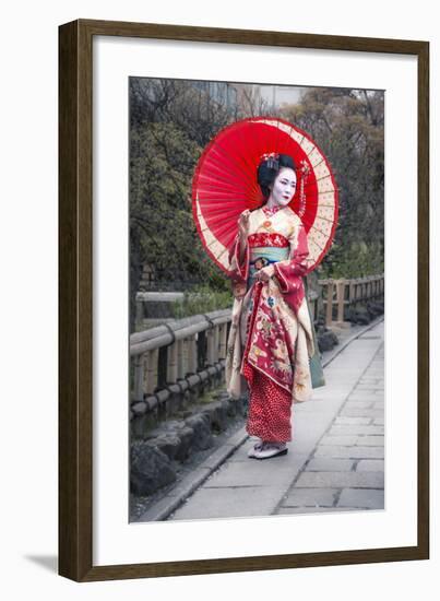 Japanese Geisha in Kyoto-null-Framed Art Print