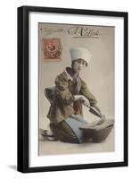 Japanese Girl Filleting Fish-null-Framed Giclee Print